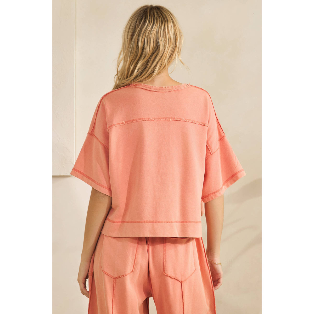Coral Cropped Easy Top