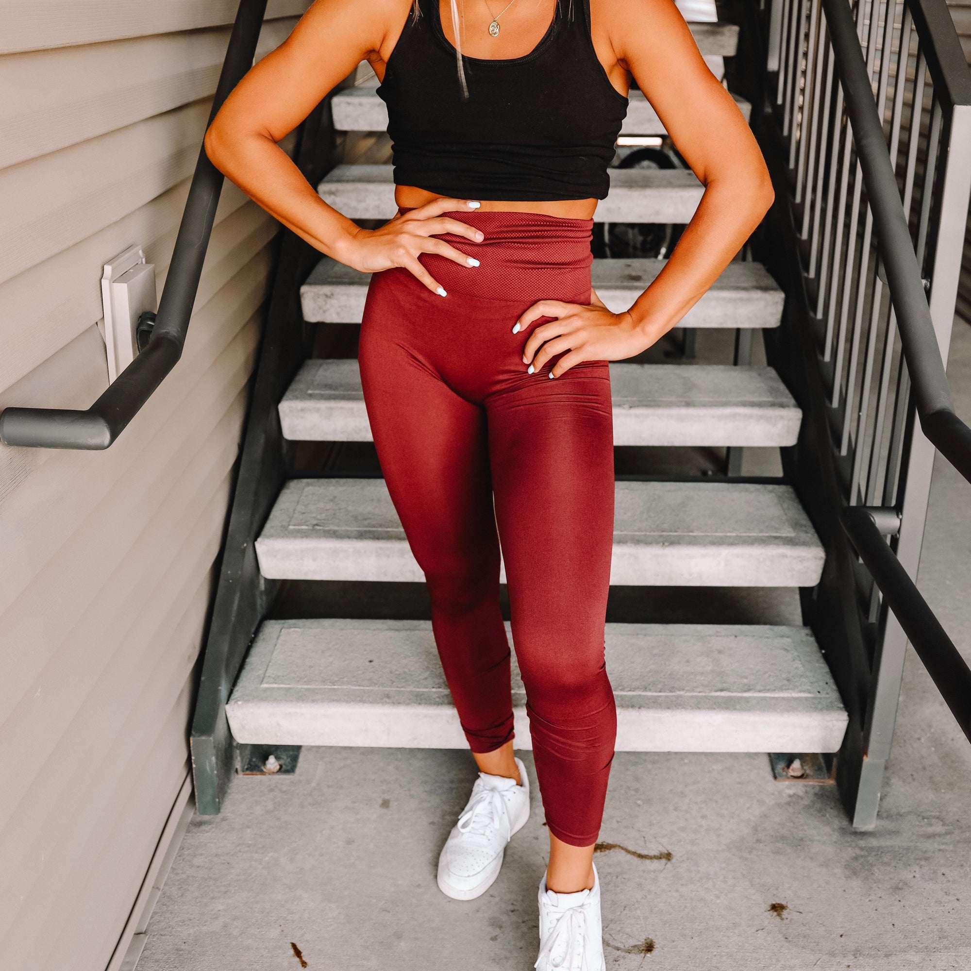 Freaking Out Burgundy Seamless Leggings - Front Porch Boutique