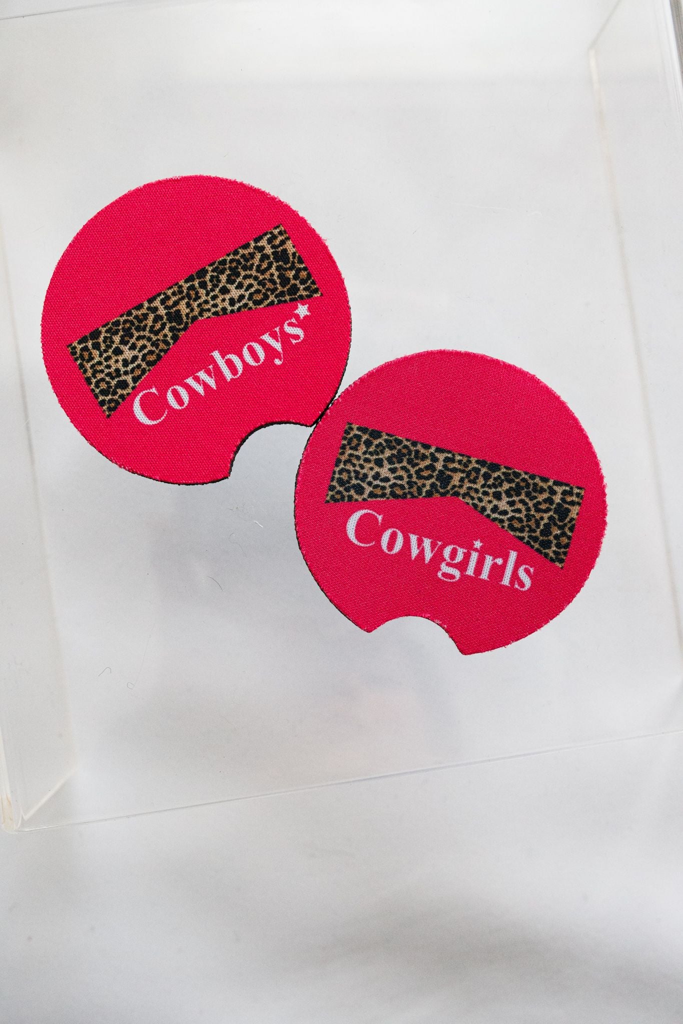 Pink Cowboys + Cowgirls Car Coasters 2-Pack