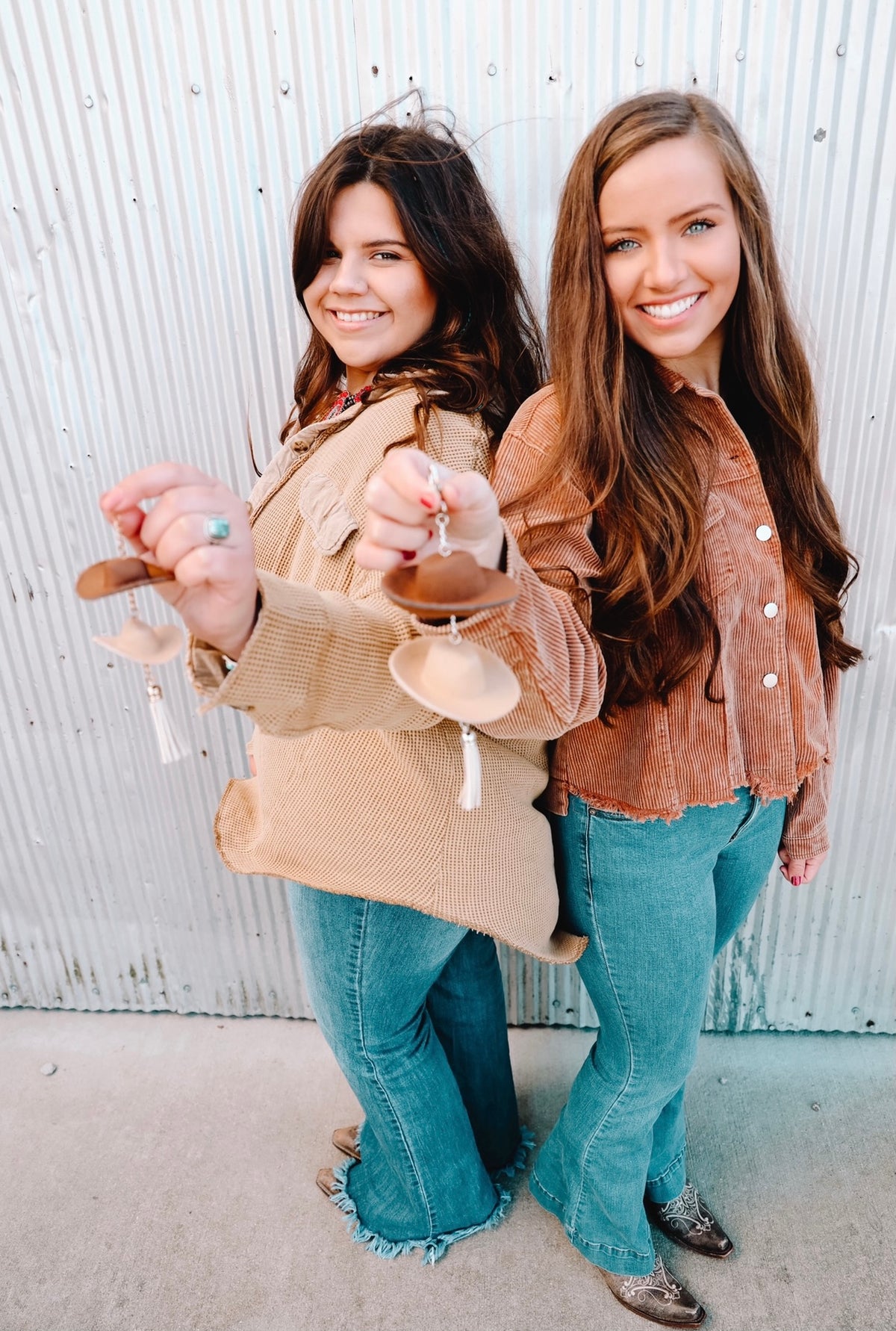 Combo Brown &amp; Stone Cowboy Hat Rearview Mirror Charm