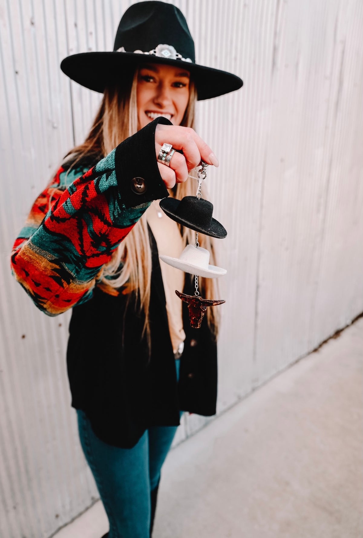 Black &amp; Stone Cowboy Hat Rearview Mirror Charm