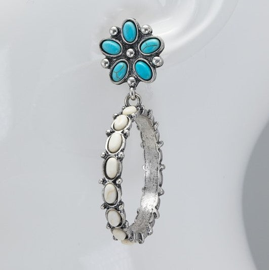 Western Blossom White Stone Earrings